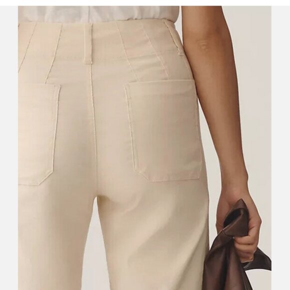 Anthropologie 31P The Colette Cropped Wide-Leg Pants 31 Petite Yellow Cream Nwt - Picture 6 of 6